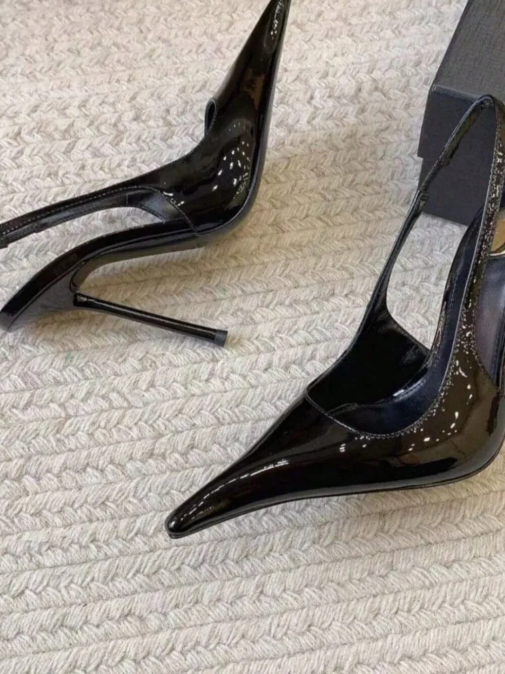 Black Sexy Women's Buckle Closed Toe Stiletto Slingback Sandals